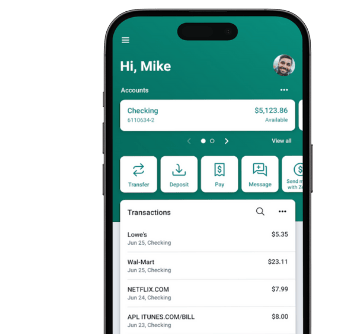 Mobile banking app on phone