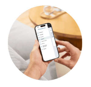 Mobile banking screen displaying menu.