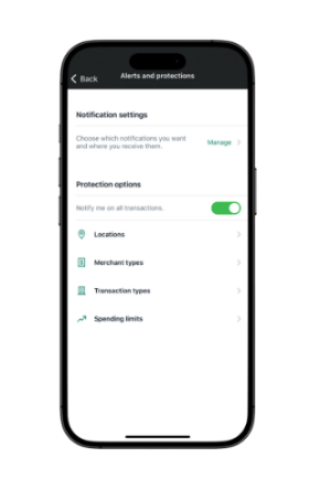 Card Management screen of a mobile banking app